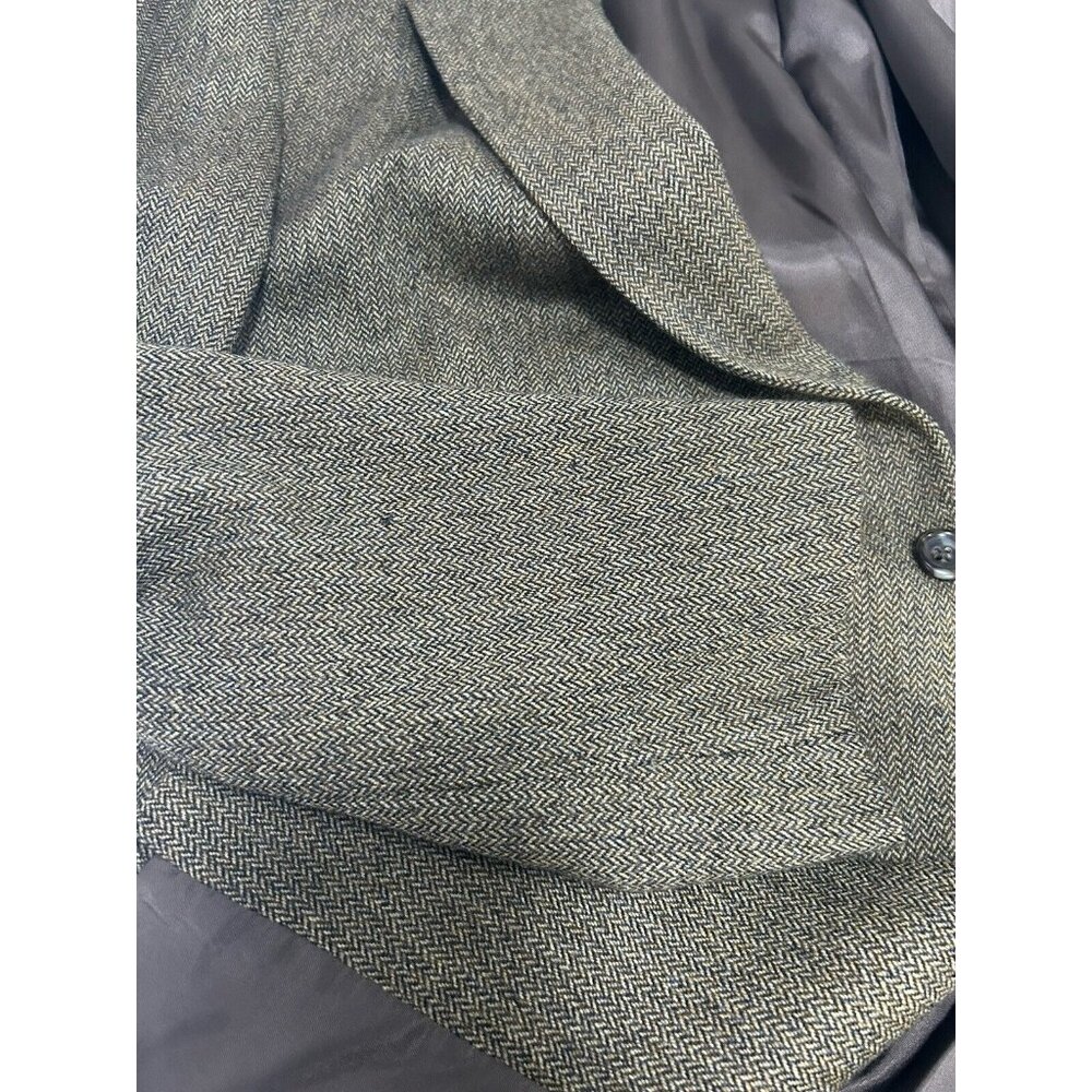 VTG Jos A Bank Brown Wool Herringbone 2 Button Vented Suit Jacket Size 41R - Picture 7 of 16